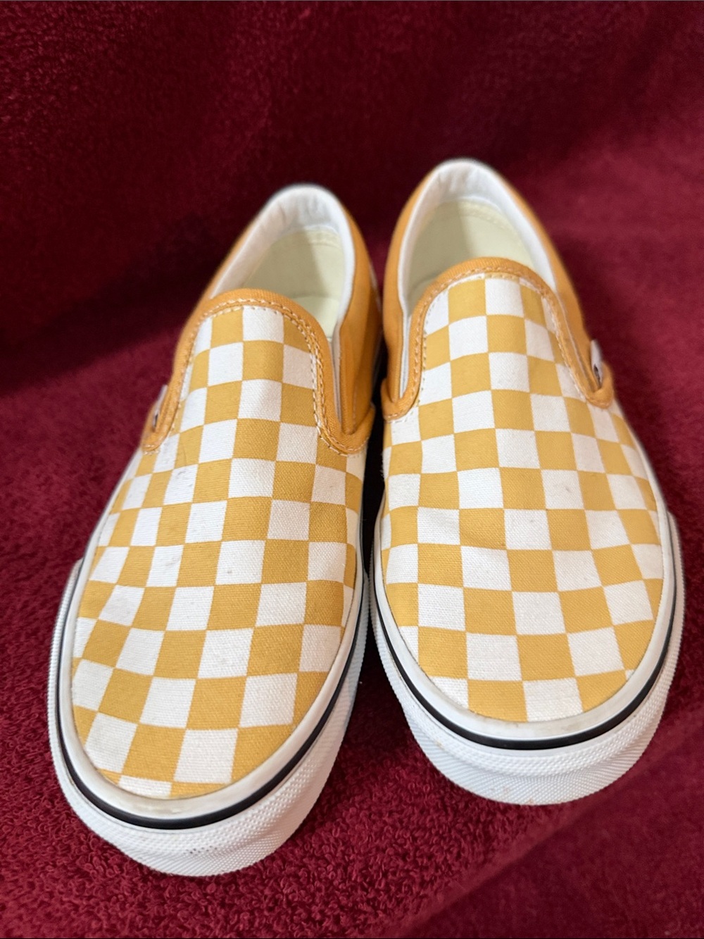 Vans Women’s Checkerboard Slip-On Sneakers - Yellow & White, unisex